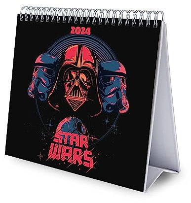 Grupo Erik Kalender 2024 Tischkalender Star Wars Classic Kalender 2024 Familienplaner Tischkalender 2024 zum Aufstellen 20 x 17 cm Jahreskalender 2024