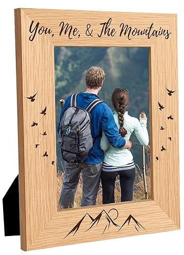 CREATCABIN Gravierter Bilderrahmen aus Holz mit Aufschrift You Me & The Mountains
