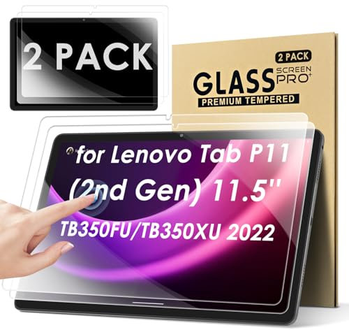 KATUMO 2 Pezzi Vetro Temperato Pellicola per Lenovo Tab P11 (2nd Gen) 11,5 Pollici (TB-350FU/TB-350XC) 2023,Senza Bolle/Ultra/Trasparente/AntiGraffio/9H Pellicola Protettiva
