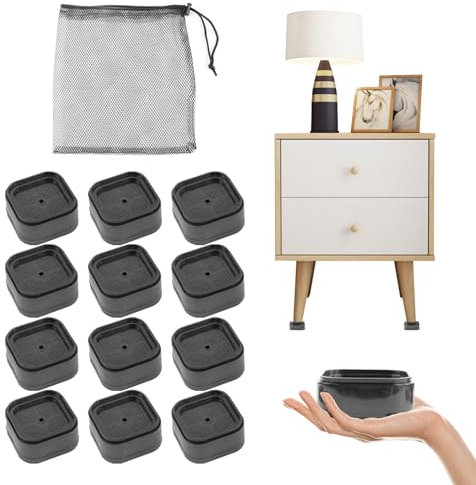 Qivine 12 Stück Möbelerhöhung 3,5cm Quadratische Betterhöhung Schwarz Stapelbar Kunststoff Tischerhöhung Möbelerhöher für 5cm Breite Weniger Stuhlbein Bettbeine