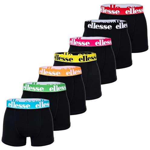Ellesse Herren Boxer Shorts, 7er Pack - Yema Boxershorts, Logobund, Ohne Eingriff, Cotton Stretch