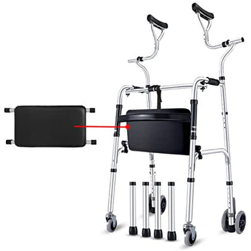 Gehrahmen mit Achselstütze,Klappbarer Walker, Gehwagen mit verstellbaren Rädern, Rehabilitationshilfsmittel für behinderte Senioren