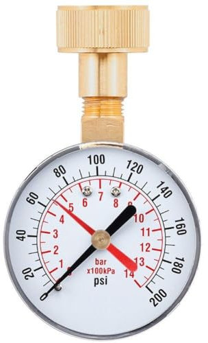 Wudaizhi Wasserdruckanzeige, 0 Bis 200psi 14bar Universal Wasserdruckprüfungsanzeige Mit 3/4 -Zoll