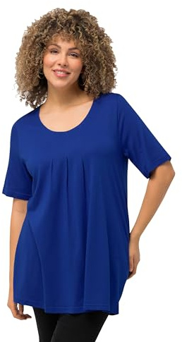 Ulla Popken Damen große Größen Übergrößen Plus Size T-Shirt, Zierfalten, A-Linie, Rundhals, Halbarm, Modal