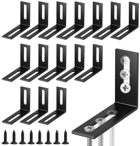16 Stück Winkelverbinder Schwarz, Metallwinkel 90 Grad, 40 x 60mm Edelstahl Winkel Verstellbare Befestigungswinkel, mit 34 Schrauben Regalwinkel für Tabelle Stuhl Bücherregal Schränke