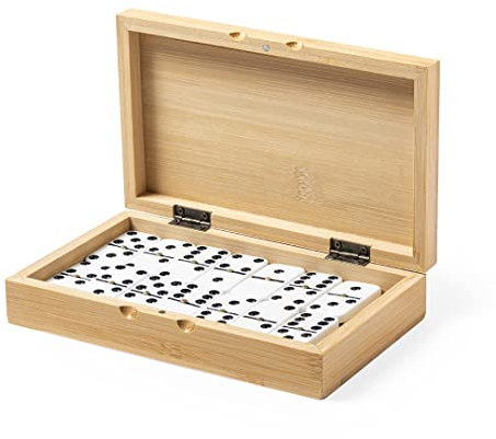 Jeu de Dominos de 28 pièces pour Enfants et Adultes dans Un étui Individuel Robuste en Bambou laqué avec Fermeture magnétique et boîte Design - Amusant Traditionnel et idéal comme Cadeau