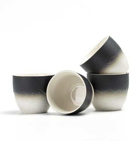TEANAGOO Japanese Tea Cup, 5.6oz/160ml, Gradient Navy Black, H24, 4 Pcs/Box, Asian Tea Cups Without Handles