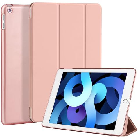 4UBonLife Funda para iPad 9,7 Pulgadas 6.ª/5.ª Generación 2018/2017, Cover Protectora Carcasa Rígida Delgada Ligera con Trasera Translúcido Cubierta para iPad 6/5, Auto Sueño/Estela, Oro Rosa
