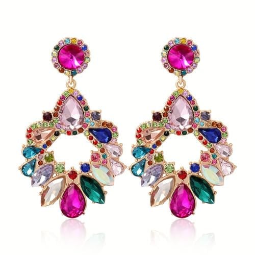KOQAIIZ Boucles d'Oreilles Femme, Boucles d'Oreilles Acier inoxydable, Boucles d'oreilles Femme Zircon, Boucles d'oreilles Vintage Bohemian Charm Bijoux Exagéré