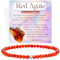 Red Achat - Vertrauen - Edelstein Perlen Armband für Frauen, 4mm Kristall Silber 925 Naturstein Schmuck Elastisch Armbänder Damen, Chakra Spirituelle Charms Armbänder Geschenke
