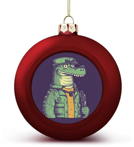 YHEGBFD 2 Weihnachtskugeln, Krokodil-Haltepistole, Weihnachtsball, Weihnachtsbaumschmuck-Set für Feiertage, Party-Dekoration