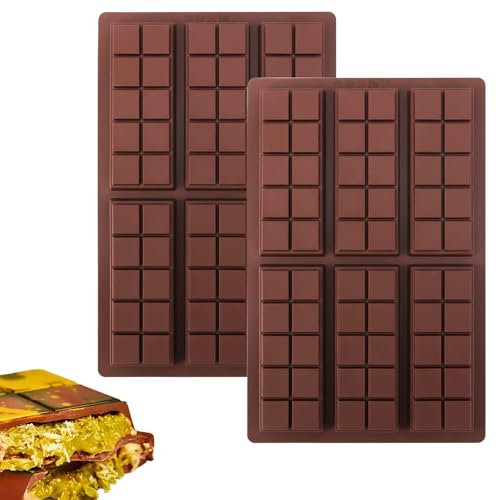 2uds Moldes Chocolate Silicona, 60 Rejillas Cuadradas Silicona Moldes Flexibles Barras Chocolate Moldes Gruesos Barras Chocolate Fáciles Sacar Prácticos Accesorios Cocina Hacer Uno Mismo
