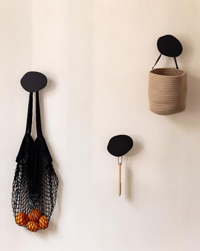 Metallbude Wandhaken LOU - 3er Set Organisch/Schwarz - Minimalistisch, aus Metall - Vielseitig einsetzbar - 12,5x10x5 cm