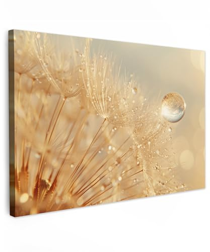 MuchoWow© Leinwand Bilder Wanddeko Wohnzimmer Aesthetic Room Decor Deko | 90x60 cm - Zimmer Wandbilder Modern Bild auf Löwenzahn - Wasser - Natur - Pflanzen