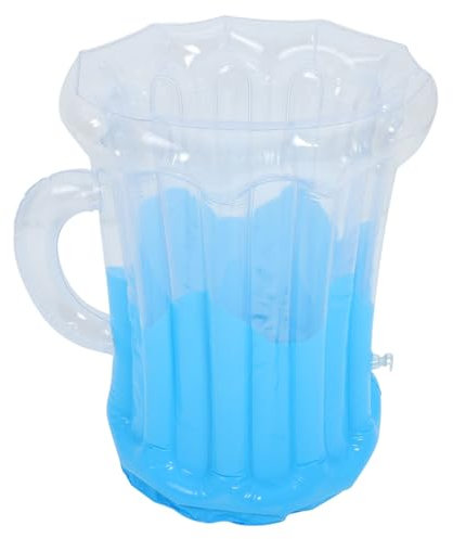 BEBEMOKO Enfriador inflable con forma de taza de cerveza para fiestas de verano en la playa, enfriador de bebidas de PVC para eventos al aire libre, ideal para bebidas frías y refrescos
