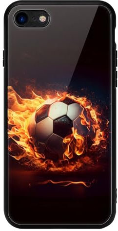 CRIVOTA For iPhone 7/8 Case - All-new Football Design, Glass Back + TPU Inner Shell, Extreme Slimness, Military-Grade Dual Protection, Cell Phone Cases for Boys Girls