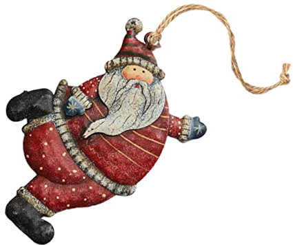 Zerodeko Weihnachtsanhänger Santa Claus Aus Eisen 10cm Leichter Hängeschmuck Für Weihnachtsbaum Festtagsdekoration