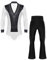 Fldy Herren Latein Standard Tanz Kostüm Hemd Hose Set Strass Hemdbody Schlaghose Wettbewerb Performance Modern Dancewear Weiß&Schwarz M