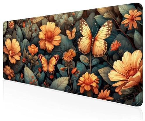 Yellow Mouse Mat 1200x600x3mm,Butterfly Mouse Pad,Extra Large Gaming Mousepad Waterproof,Desk Protector Mat with Anti-Slip Base,Computer Keyboard Pad for Gaming,Office and Home,Gift G-40