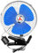 Enerfero Mini-Ventilator, 24 V, zum Anklippen, oszillierend, 180 Grad drehbar, Blau