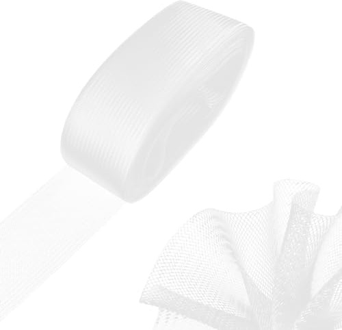 Wrtysully 50mm 50Yards Flat Stiff Plain Hard Crinoline Horsehair Mesh Braid For Wedding Dress/Hat Sewing Accessories-White
