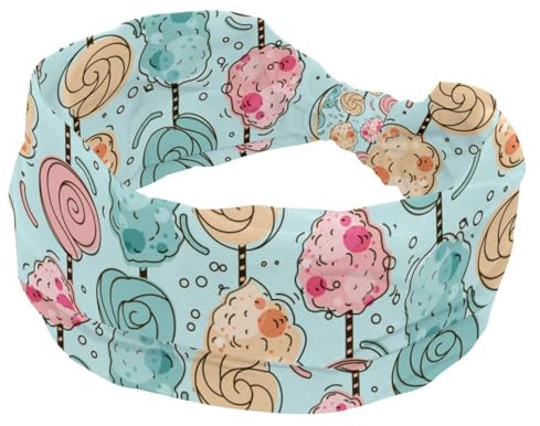 Stirnbänder für Damen, süßes Muster, Zuckerwatte, breites Stirnband, geknotet, Yoga, Workout, Haarband, weich, elastisch, modisches Haar-Accessoire