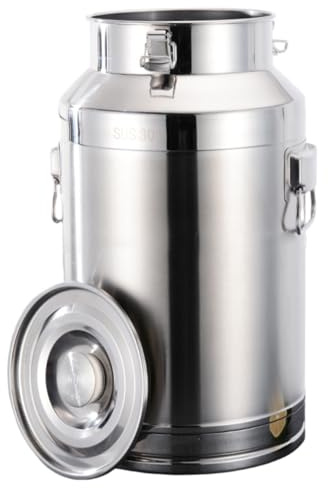 Ngbbby Milchkanne, 5 l, Edelstahl, Eimer mit Deckel und sicherer Schnalle und Hebering, rutschfester staubdichter Milchkännchen für die Aufbewahrung von Lebensmitteln, Flüssigkeiten, Wasser für den