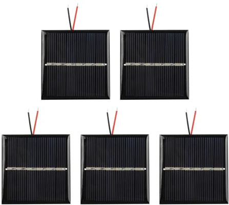 FUBESK 5 x 045 W 3 V Solarzellen, 54 x 54 mm, Epoxid-Photovoltaik-Panel mit Draht für Outdoor, Camping, Wohnmobil und DIY-Projekte