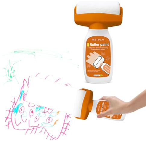 Wandfarbe Ausbessern Weiß 500g, Wandreparatur RollbüRste, Wandfarbe Weiß Roller Ausbesserungsfarbe Weiss mit Farbroller, Wand Ausbessern Roller mit Wandreparaturpast für Wandkratzer Graffiti (A)