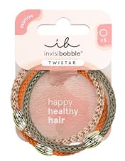 invisibobble Haargummi Damen (3x) Geflochten Orange – Twinstar Orange Affaire Slim Zopfgummi – Haarband Taupe Goldperle elegant – Geflochtenes Armband stylisches Haarschmuck Accessoire