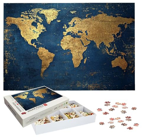 Puzzle 4000 Teile Erwachsene, Karte Puzzle 4000 Teile, EIN Herausforderndes Rätsel, Weltkarte Holzpuzzle Erwachsene mit Exquisiter Verpackungsbox, Puzzlespiele für Die Ganze Familie, Geschenke, -8728