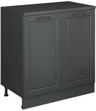 Vicco Erweiterungsschrank Rion, Anthrazit Landhaus/Anthrazit, 80 x 46 cm ohne Schräge mit 2 Türen, kombinierbar mit Rion Dachschrägenschränken und Schrankmodulen