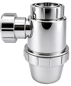Chrome Bottle Trap 1 1/4, Round Decorative P-Trap, Adjustable Waste Traps Plumbing Drain Tube for Bathroom Sink Basin Vessel, Chrome