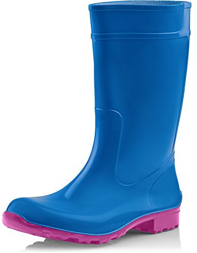 Ladeheid Stivali Pioggia Donna 100% Impermeabili Gomma Robusto e Confortevole Stivali Alti da Donna Scarpe Femminile LA-967 (Blu/Rosa 42 EU)