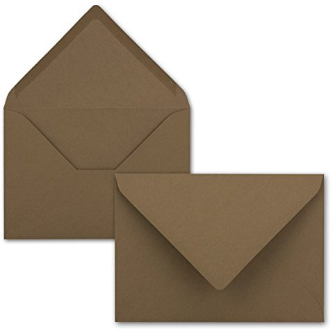 100 Brief-Umschläge - Cappuccino-Braun - DIN C6-114 x 162 mm - Kuverts mit Nassklebung ohne Fenster für Gruß-Karten & Einladungen - FarbenFroh by GUSTAV NEUSER