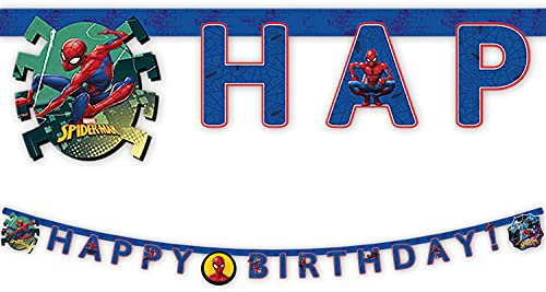 Procos - Guirnalda Happy Birthday de Spiderman, 2 m, talla única, multicolor, PR86856
