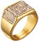PAURO Herren Gold Ice Out Hip Hop Ring Hochzeitsband Edelstahl Mikro Zirkonia Inlay Größe 68 (21.6)