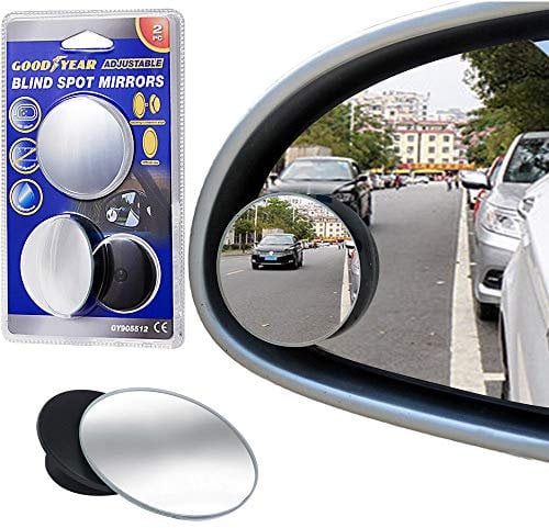 Goodyear GY905512 verstellbarer Toter-Winkel-Stick um 360 ° drehbarer Schutz für Alufelgen, Panzer-Schutz, einfaches Parken, Covex-Spiegel für Auto, SUV, Trcucks, 2 Stück