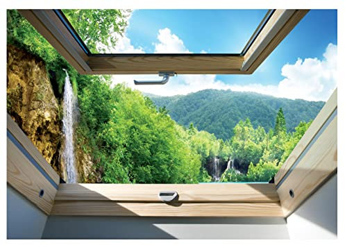 Forwall - Vlies Fototapete Fenster Aussicht Wandilussion Optik 254x184 cm - Fototapeten - Tapeten - für Wohnzimmer Schlafzimmer - Vliestapete Wandtapete Tapete 3D Effekt- inkl. Kleister