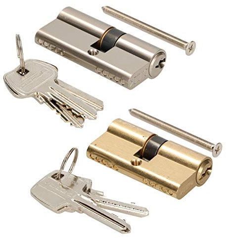 KOTARBAU Schließzylinder 35/60 Nickel Zylinderschloss Profilzylinder Türzylinder Schloss Schlosszylinder Sicherheitsschloss Doppelzylinder Vermessingt