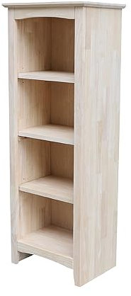 IC International Concepts Shaker Style Bookcase, 48-Inch Height, Versatile Storage Organizer for Home or Office - Unfinished