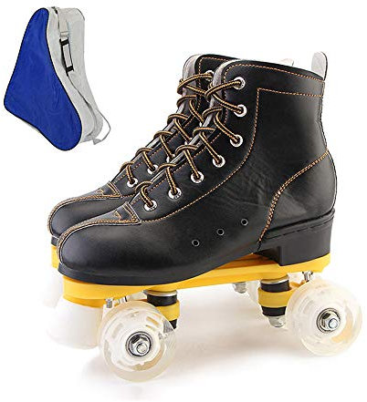 Rollschuhe, Innen- Und Außen Roller Skates, Für Mädchen/Frauen/Jungen/Männer/Kinder/Erwachsene, Bequeme Skating-Schuhe, Sicheres Rutschfestes Design, Verschiedene Größen,Schwarz,45