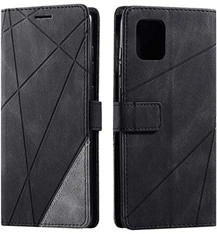 SONWO Hülle für Samsung Galaxy Note 10 Lite, Premium Leder PU Handyhülle Flip Case Wallet Silikon Bumper Schutzhülle Klapphülle für Galaxy Note 10 Lite, Schwarz