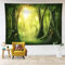 LB Wandteppich Grüner Wald Wandtuch Frühlingslandschaft Wandbehang Verzauberte Bäume Tapisserie für Wohnzimmer Schlafzimmer Wohnheim Wanddeko,150x130cm