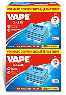 Vape Specialist Vape Ricarica Piastrine Classica, Protezione Da Zanzare Comuni E Tigre Fino A 12 Ore, 60+60 Piastrine (120 Pz) - 21 g