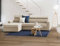 Talamo Italia - Schlafsofa mit Halbinsel Alda, drehbares Sofa zum Öffnen, Aufbewahrungshalbinsel links, Standardarmlehnen, 100 % Made in Italy, 280 x 95 x 85 cm, Beige