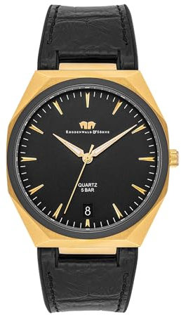 Rhodenwald & Söhne Herren Uhr analog Japan Quarzwerk mit Echtleder/Silikon schwarz Armband 10010353