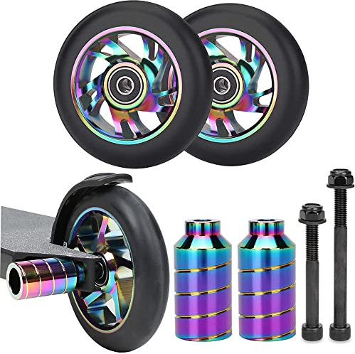 110mm Scooter Ersatzräder - 2 Stück 110mm Scooter Rollen räder mit ABEC-9 Lager - Aluminium 88A stunt scooter Rollen für Apollo Albott Hudora Fuzion