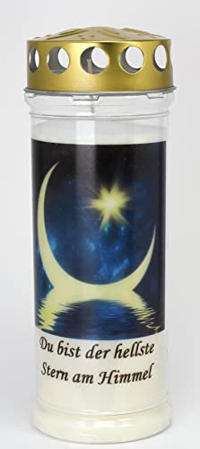 Kerzen Junglas Grablicht, Grabkerze ür Sternenkinder Motiv Stern, Größe 21x7,5 cm - 3929 7 Tage Brenndauer – Friedhofskerze, Trauerkerze mit Motiv.