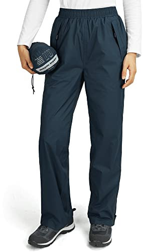 Outdoor Ventures Damen Regenhose Wasserdicht Atmungsaktiv Gefüttert Überziehhose - Winddicht Packbar Hose Leichte Softshellhose zum Wandern Fahrrad Mittelblau 38